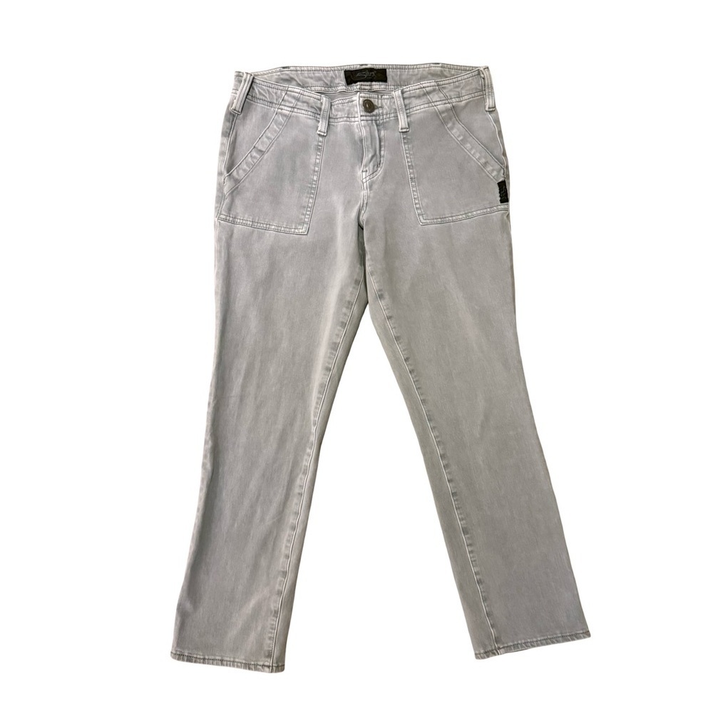 Silver Jeans Light Green Gray Cropped Denim Size 27 25 Utility Slim Minimalist - Picture 2 of 11